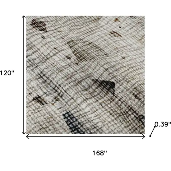 Linen And Beige Abstract Washable Area Rug With UV Protection Photo 9