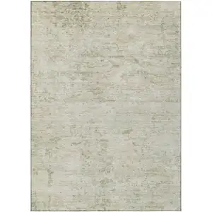 Photo of Linen And Beige Abstract Washable Indoor Outdoor Area Rug