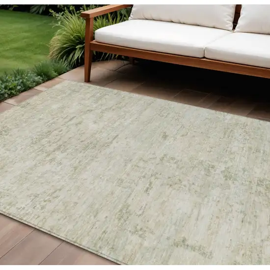 Linen And Beige Abstract Washable Indoor Outdoor Area Rug Photo 2