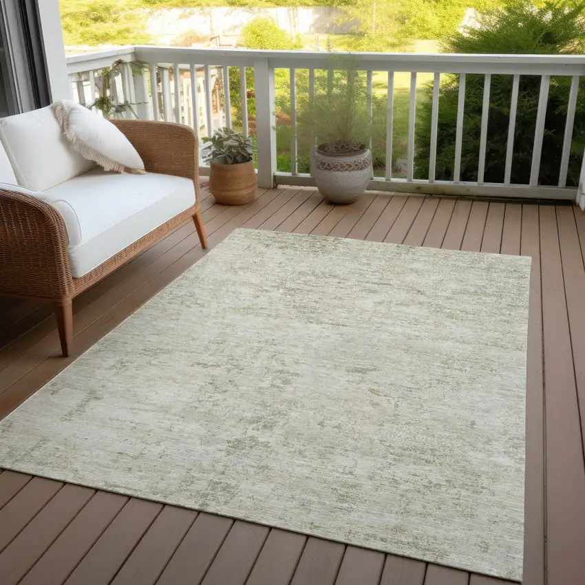 Linen And Beige Abstract Washable Indoor Outdoor Area Rug Photo 7