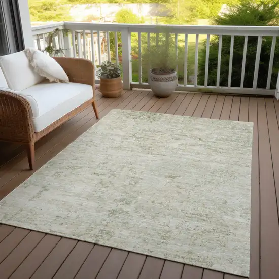 Linen And Beige Abstract Washable Indoor Outdoor Area Rug Photo 7