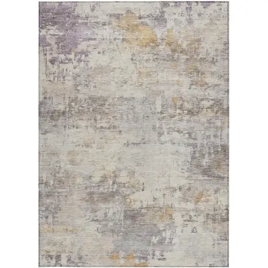 Linen And Beige Abstract Washable Indoor Outdoor Area Rug Photo 3