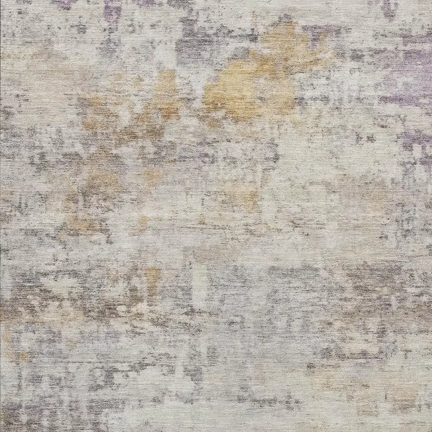 Linen And Beige Abstract Washable Indoor Outdoor Area Rug Photo 2