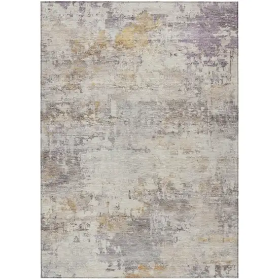 Linen And Beige Abstract Washable Indoor Outdoor Area Rug Photo 1