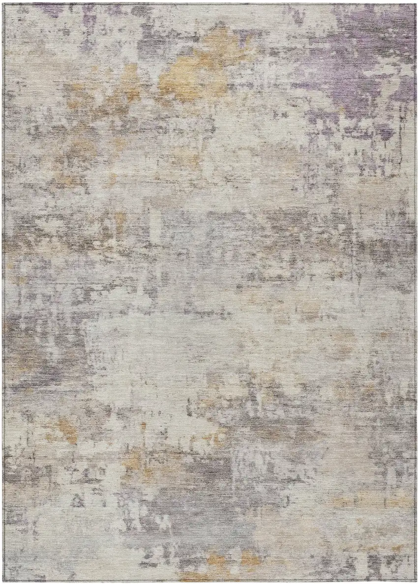 Linen And Beige Abstract Washable Indoor Outdoor Area Rug Photo 1