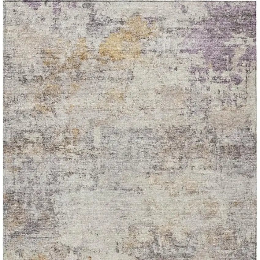 Linen And Beige Abstract Washable Indoor Outdoor Area Rug Photo 3
