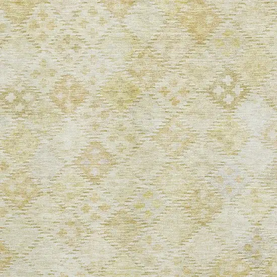 Linen And Beige Geometric Washable Area Rug With UV Protection Photo 3