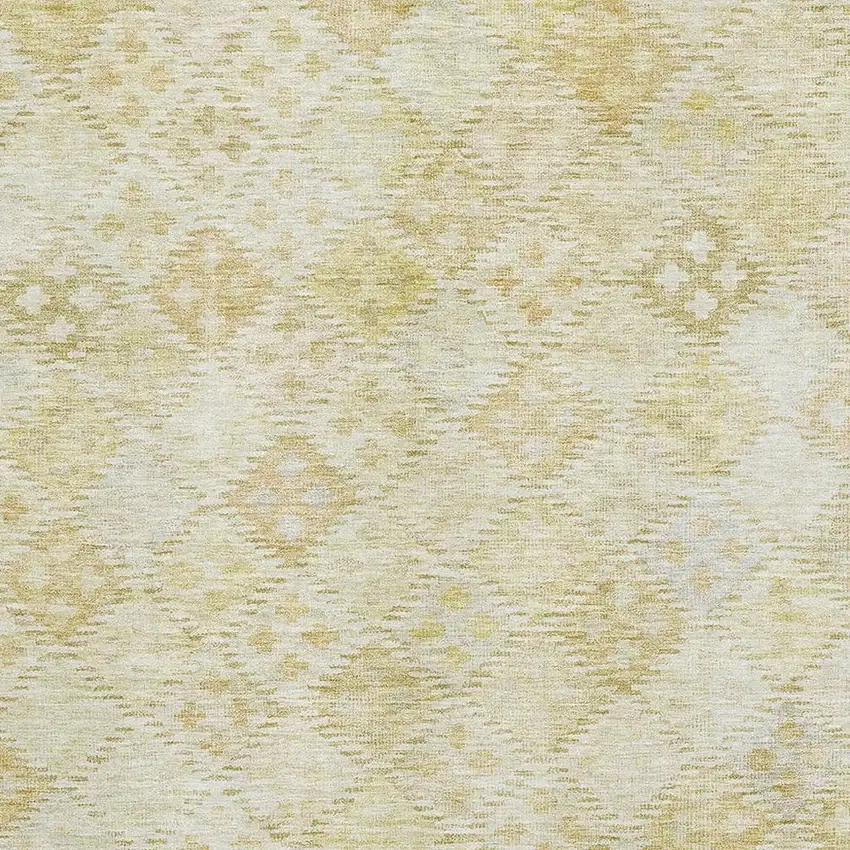 Linen And Beige Geometric Washable Area Rug With UV Protection Photo 3