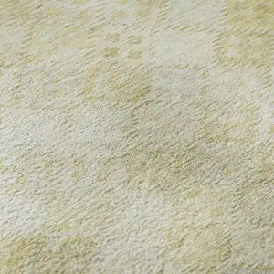 Photo of Linen And Beige Geometric Washable Area Rug With UV Protection