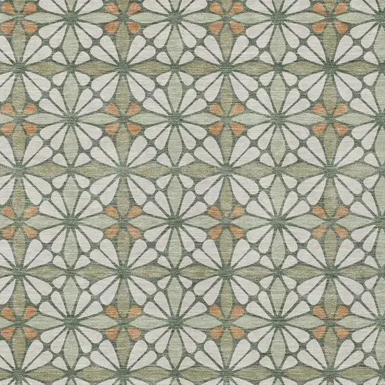 Linen And Beige Geometric Washable Indoor Outdoor Area Rug Photo 2