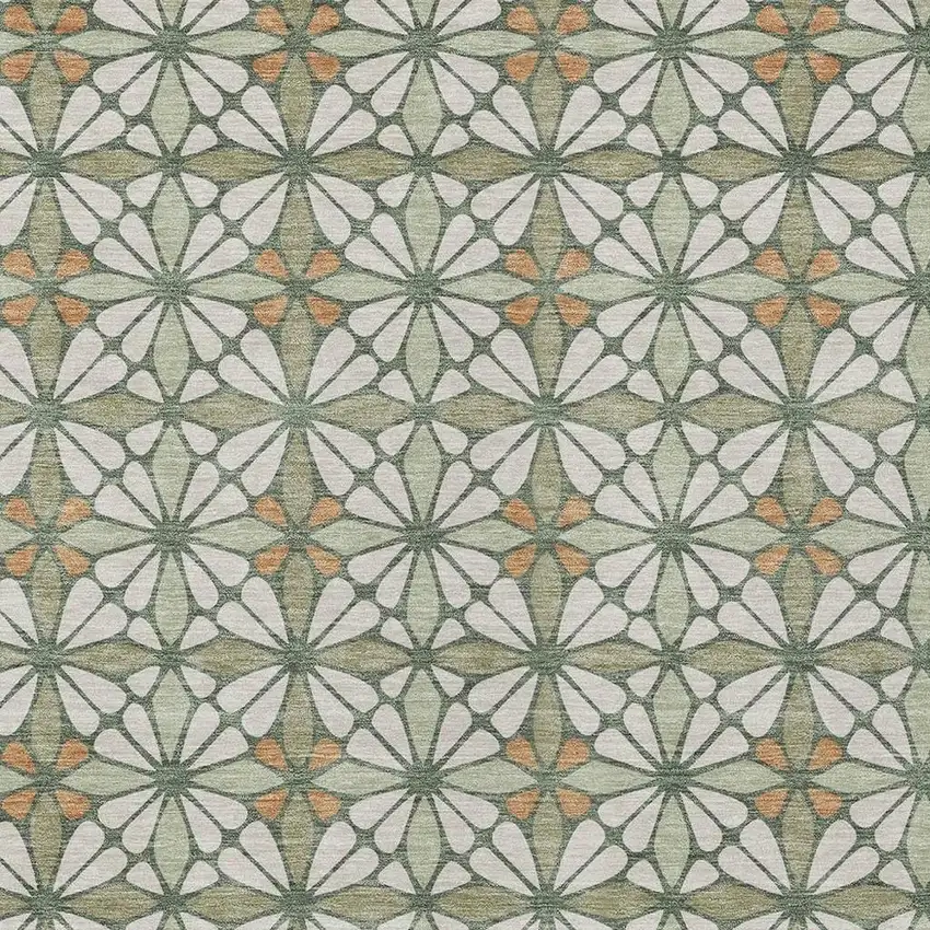 Linen And Beige Geometric Washable Indoor Outdoor Area Rug Photo 2