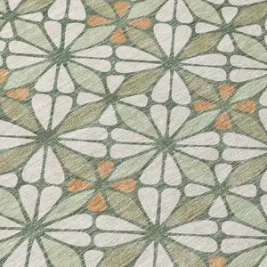 Photo of Linen And Beige Geometric Washable Indoor Outdoor Area Rug