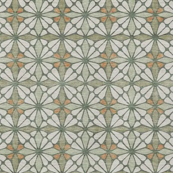 Linen And Beige Geometric Washable Indoor Outdoor Area Rug Photo 2