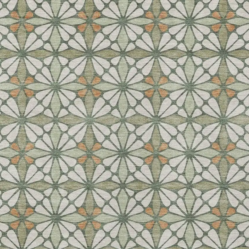 Linen And Beige Geometric Washable Indoor Outdoor Area Rug Photo 2