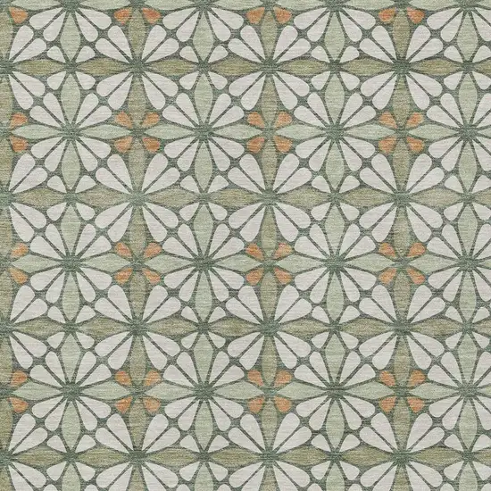 Linen And Beige Geometric Washable Indoor Outdoor Area Rug Photo 2
