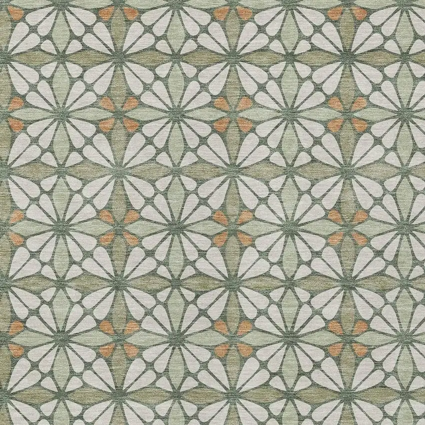 Linen And Beige Geometric Washable Indoor Outdoor Area Rug Photo 2
