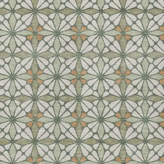 Linen And Beige Geometric Washable Indoor Outdoor Area Rug Photo 2