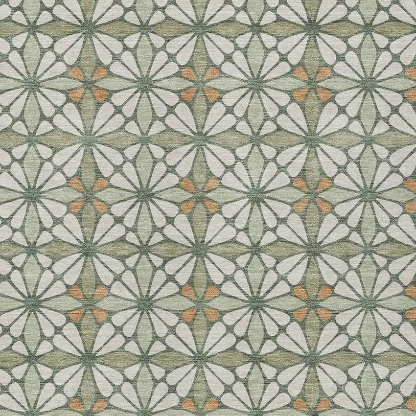 Linen And Beige Geometric Washable Indoor Outdoor Area Rug Photo 2
