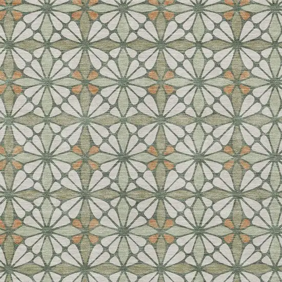 Linen And Beige Geometric Washable Indoor Outdoor Area Rug Photo 2