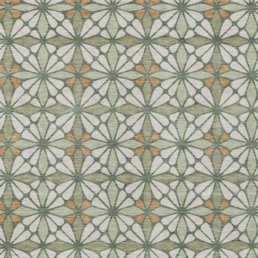 Linen And Beige Geometric Washable Indoor Outdoor Area Rug Photo 2