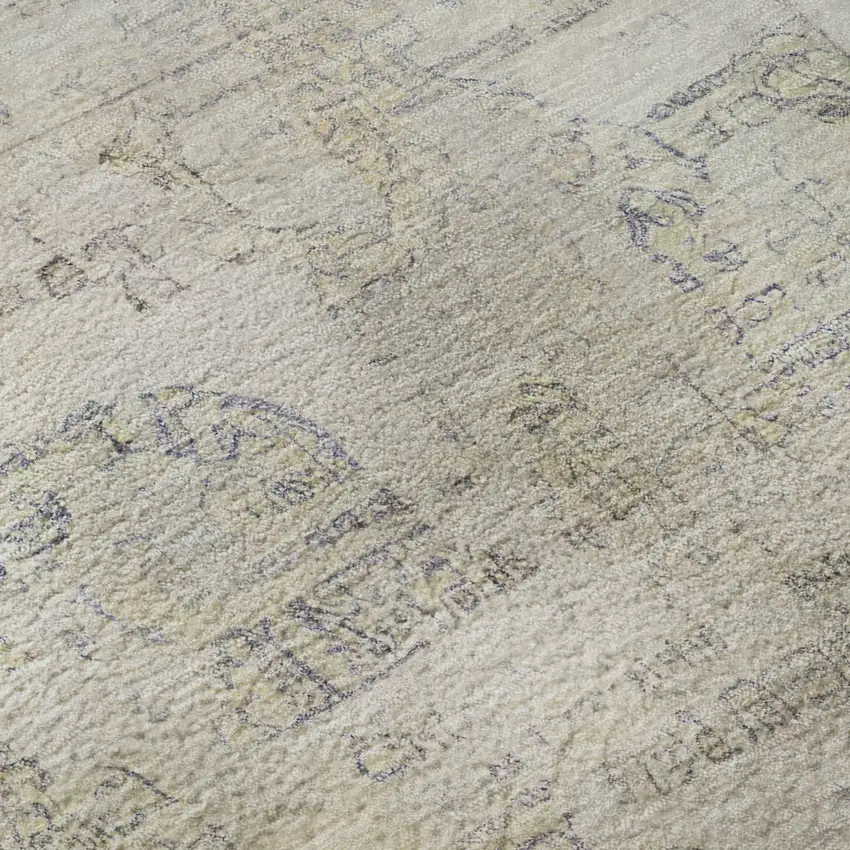 Linen And Beige Oriental Washable Area Rug With UV Protection Photo 9