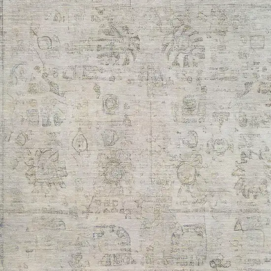 Linen And Beige Oriental Washable Area Rug With UV Protection Photo 2