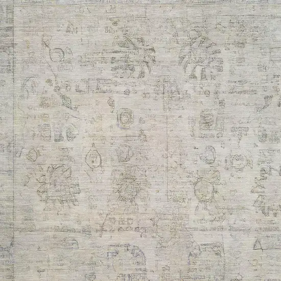 Linen And Beige Oriental Washable Area Rug With UV Protection Photo 2