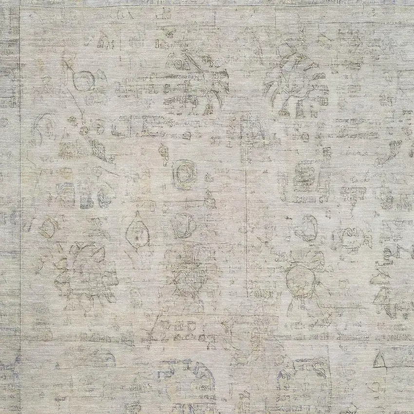 Linen And Beige Oriental Washable Area Rug With UV Protection Photo 2