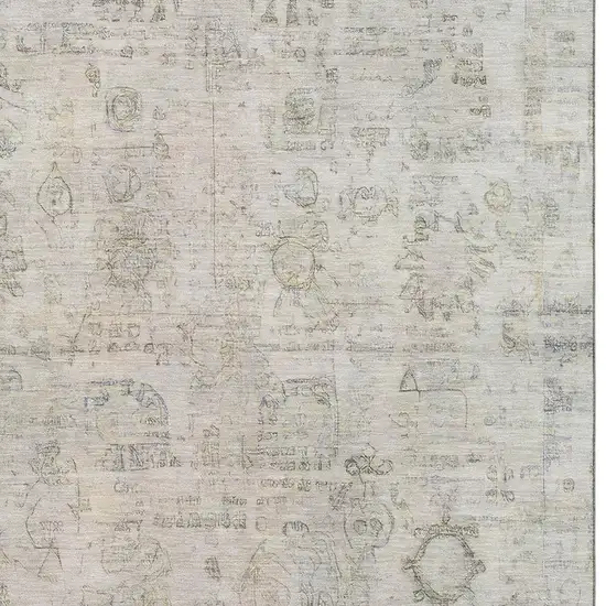 Linen And Beige Oriental Washable Area Rug With UV Protection Photo 2