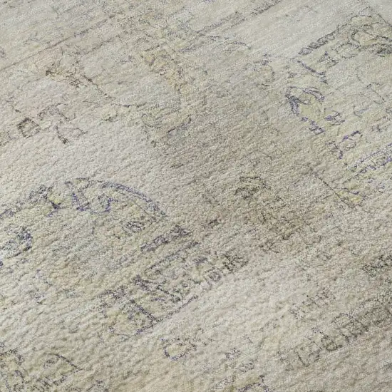 Linen And Beige Oriental Washable Area Rug With UV Protection Photo 9