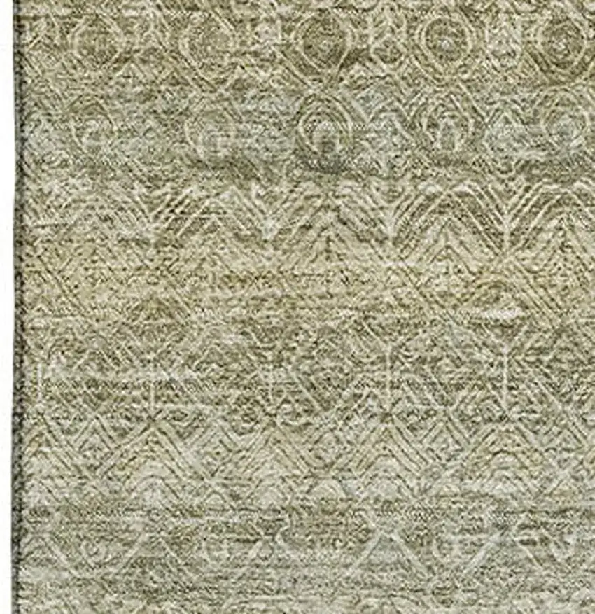 Linen And Beige Striped Washable Area Rug With UV Protection Photo 3