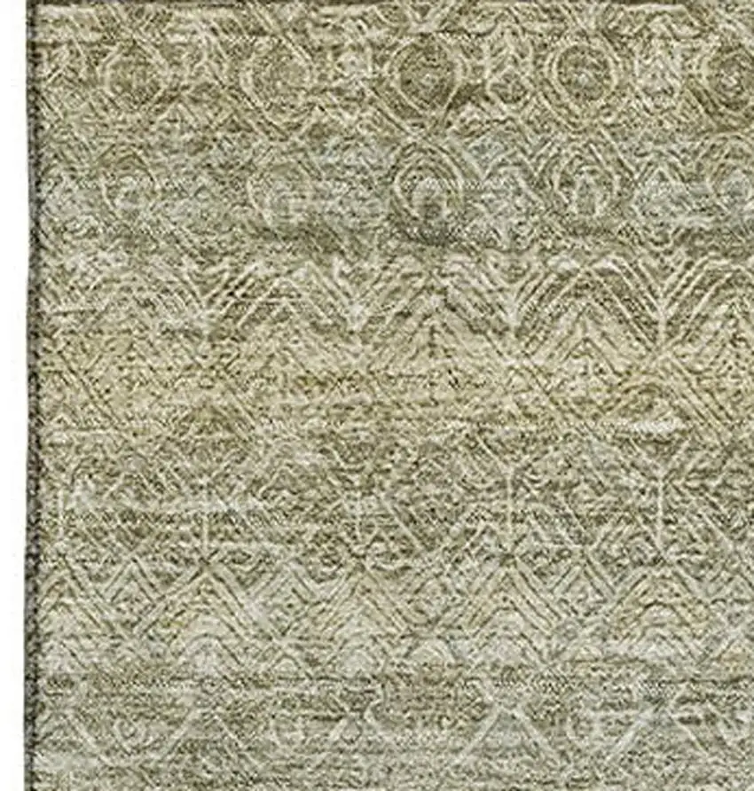 Linen And Beige Striped Washable Area Rug With UV Protection Photo 3