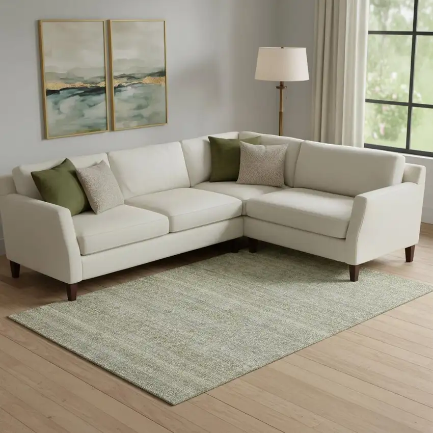 Linen And Beige Striped Washable Area Rug With UV Protection Photo 2