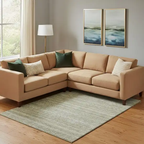 Linen And Beige Striped Washable Area Rug With UV Protection Photo 2