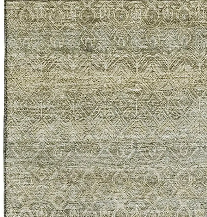 Linen And Beige Striped Washable Area Rug With UV Protection Photo 4