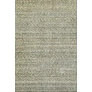 Photo of Linen And Beige Striped Washable Area Rug With UV Protection