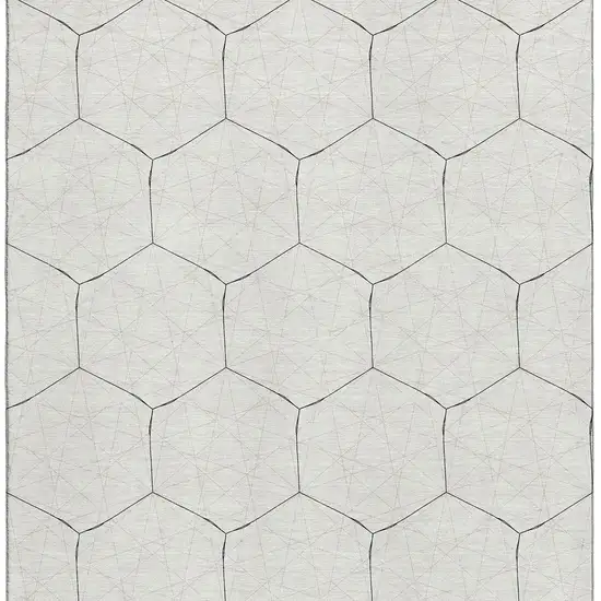 Linen And Black Geometric Washable Area Rug With UV Protection Photo 2