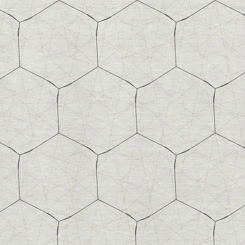 Linen And Black Geometric Washable Area Rug With UV Protection Photo 2