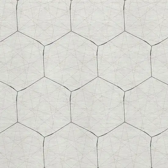 Linen And Black Geometric Washable Area Rug With UV Protection Photo 2