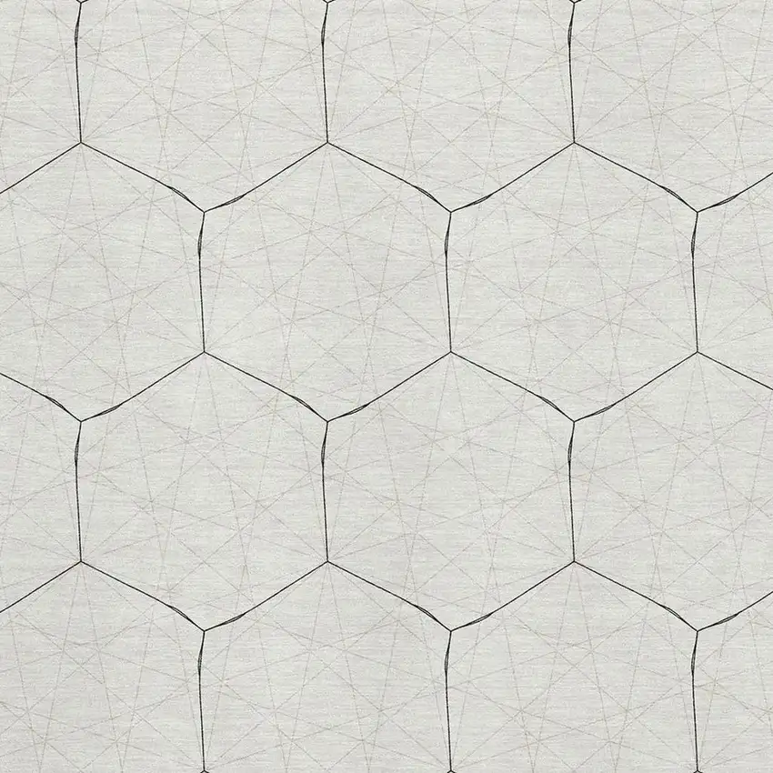 Linen And Black Geometric Washable Area Rug With UV Protection Photo 2