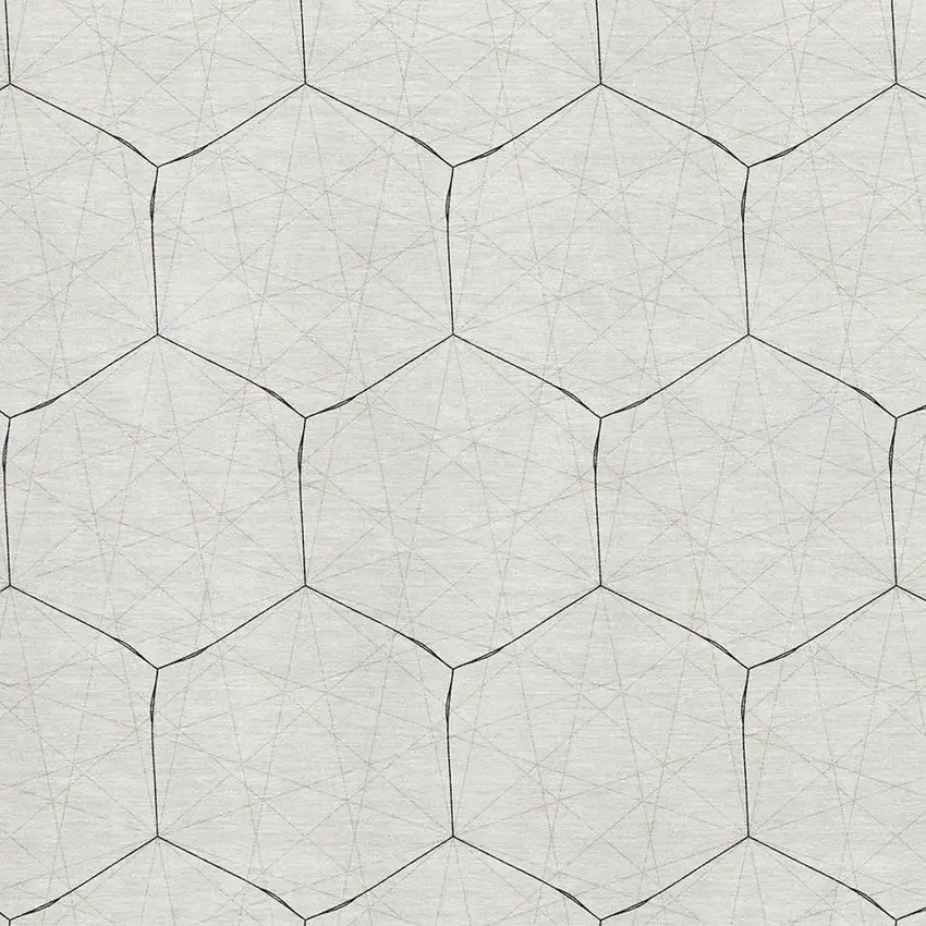 Linen And Black Geometric Washable Area Rug With UV Protection Photo 2