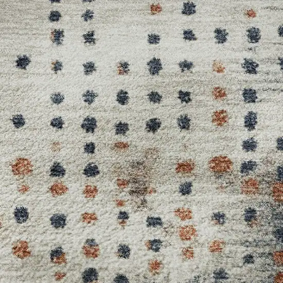 Linen And Blue Geometric Washable Area Rug With UV Protection Photo 8