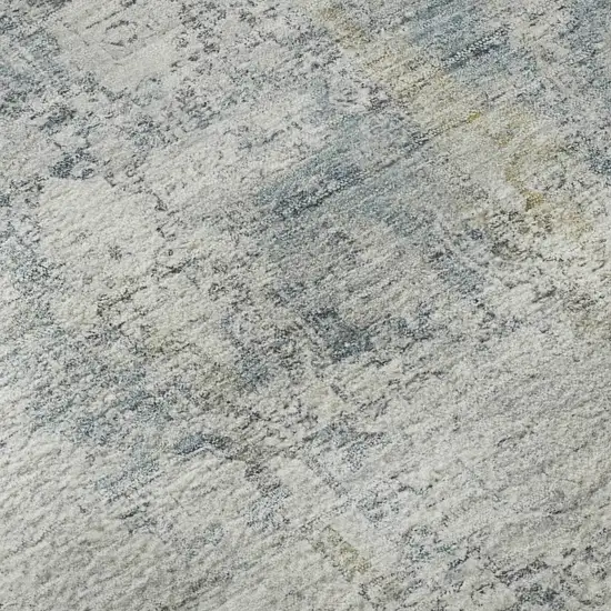 Linen And Blue Oriental Washable Area Rug With UV Protection Photo 9