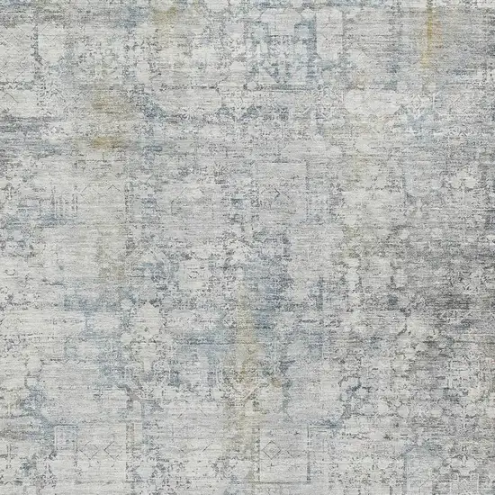 Linen And Blue Oriental Washable Area Rug With UV Protection Photo 2