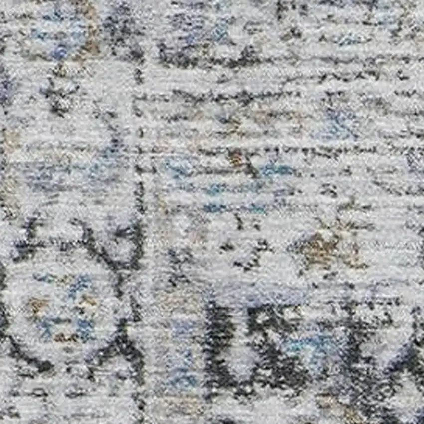 Linen And Blue Oriental Washable Area Rug With UV Protection Photo 2