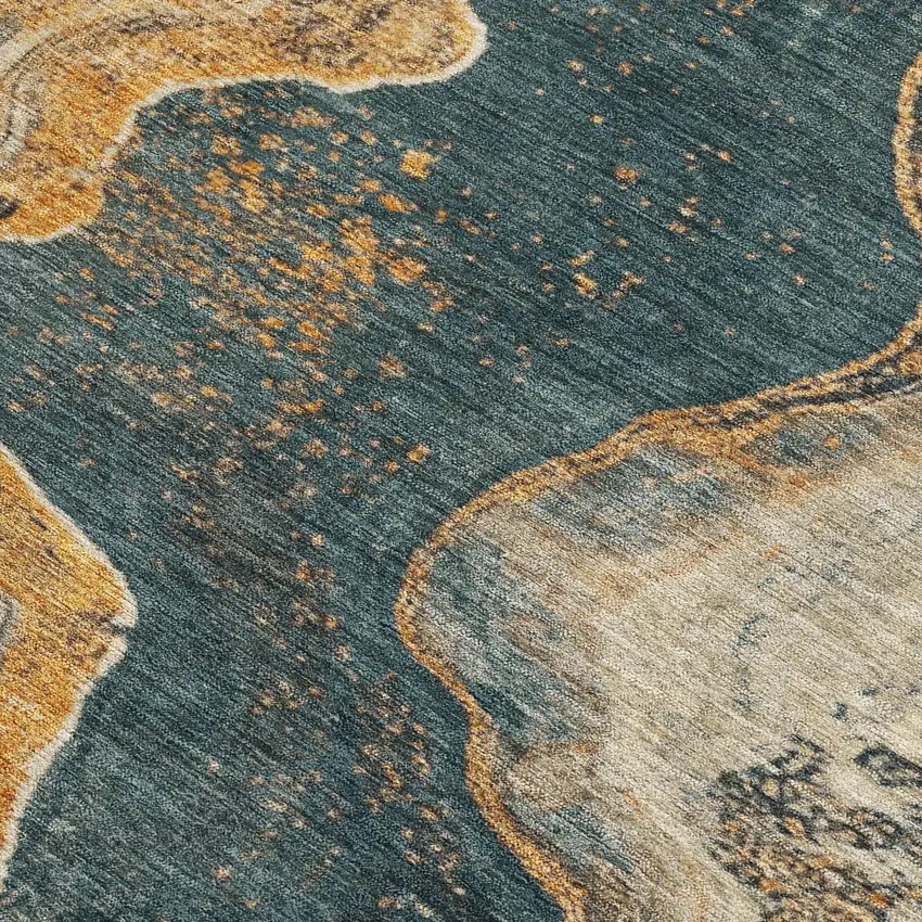 Linen And Charcoal Abstract Washable Indoor Outdoor Area Rug Photo 4