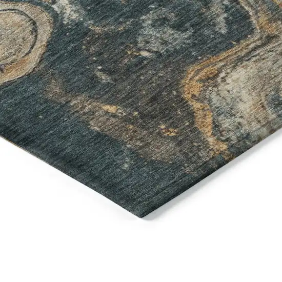 Linen And Charcoal Abstract Washable Indoor Outdoor Area Rug Photo 6