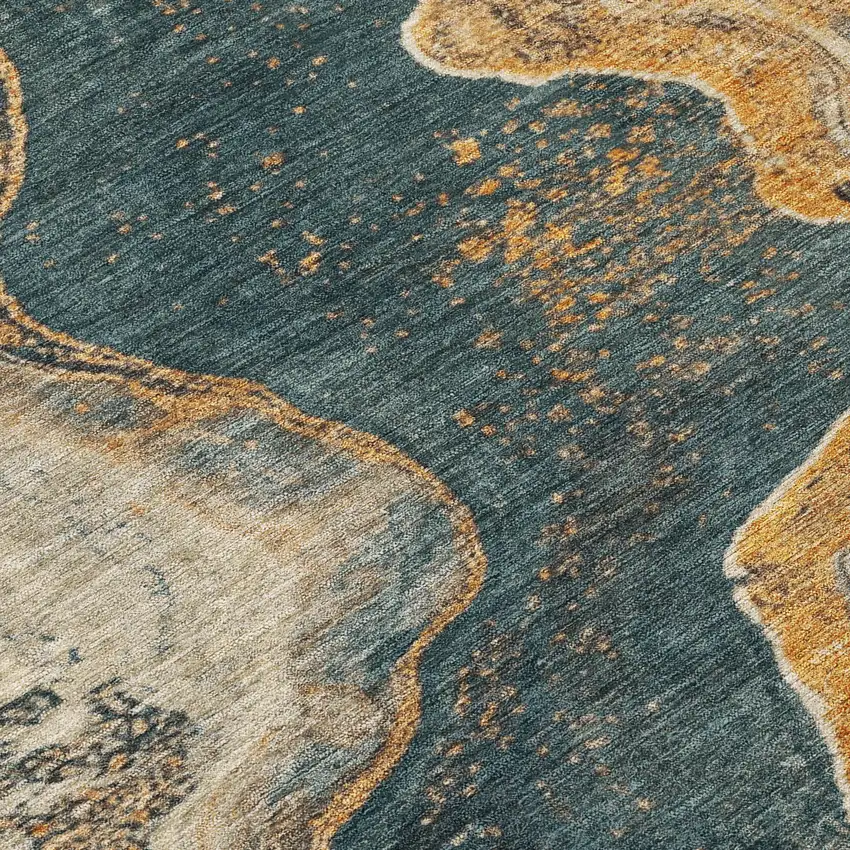 Linen And Charcoal Abstract Washable Indoor Outdoor Area Rug Photo 1