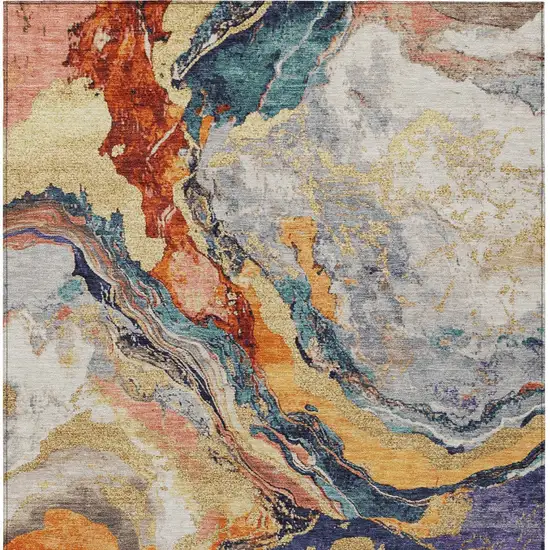 Linen And Charcoal Abstract Washable Indoor Outdoor Area Rug Photo 9