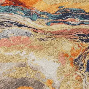 Photo of Linen And Charcoal Abstract Washable Indoor Outdoor Area Rug